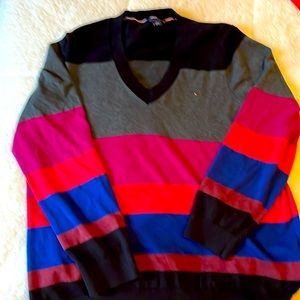 Beautiful V-neck, Tommy Hilfiger sweatshirt, multicolored